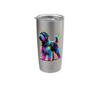 Dripping Paint Art Black Russian Terrier Chornyi Terrier Vaso térmico de acero inoxidable de doble pared