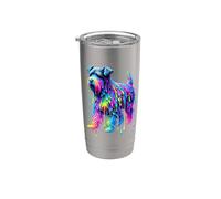 Dripping Paint Art Black Russian Terrier Chornyi Terrier Vaso térmico de acero inoxidable de doble pared