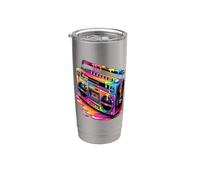 Dripping Paint Art Boombox Old School Música Años 80 Hip Hop Vaso térmico de acero inoxidable de doble pared