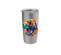 Dripping Paint Art Coonhound Coon Dog Vaso térmico de acero inoxidable de doble pared