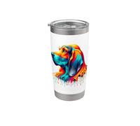 Dripping Paint Art Coonhound Coon Dog Vaso térmico de acero inoxidable de doble pared