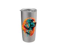 Dripping Paint Art Curly-Coated Retriever Vaso térmico de acero inoxidable de doble pared