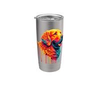 Dripping Paint Art Curly-Coated Retriever Vaso térmico de acero inoxidable de doble pared