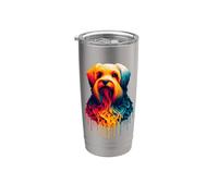 Dripping Paint Art Dandie Dinmont Terrier Vaso térmico de acero inoxidable de doble pared