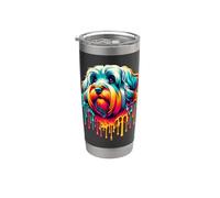 Dripping Paint Art Dandie Dinmont Terrier Vaso térmico de acero inoxidable de doble pared