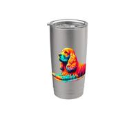 Dripping Paint Art English Cocker Spaniel Spaniels Vaso térmico de acero inoxidable de doble pared