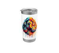 Dripping Paint Art English Cocker Spaniel Spaniels Vaso térmico de acero inoxidable de doble pared