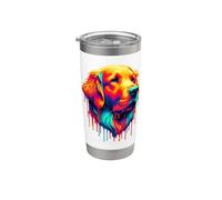 Dripping Paint Art Flat-Coated Retriever Vaso térmico de acero inoxidable de doble pared