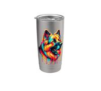 Dripping Paint Art German Shepherd GSD Alsatian Vaso térmico de acero inoxidable de doble pared