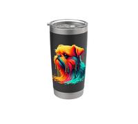 Dripping Paint Art Griffon Belge Brussels Griffon Vaso térmico de acero inoxidable de doble pared