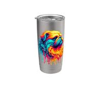 Dripping Paint Art Griffon Belge Brussels Griffon Vaso térmico de acero inoxidable de doble pared