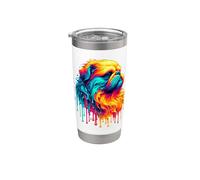 Dripping Paint Art Griffon Belge Brussels Griffon Vaso térmico de acero inoxidable de doble pared