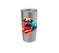 Dripping Paint Art Griffon Belge Brussels Griffon Vaso térmico de acero inoxidable de doble pared