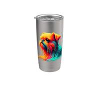 Dripping Paint Art Griffon Belge Brussels Griffon Vaso térmico de acero inoxidable de doble pared