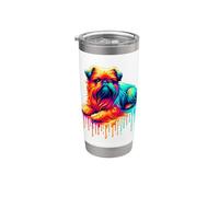 Dripping Paint Art Griffon Belge Brussels Griffon Vaso térmico de acero inoxidable de doble pared