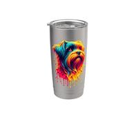 Dripping Paint Art Griffon Belge Brussels Griffon Vaso térmico de acero inoxidable de doble pared
