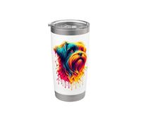 Dripping Paint Art Griffon Belge Brussels Griffon Vaso térmico de acero inoxidable de doble pared