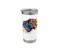 Dripping Paint Art Jaguar Jaguares Vaso térmico de acero inoxidable de doble pared