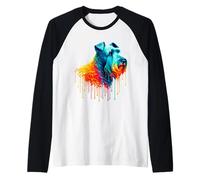 Dripping Paint Art Kerry Blue Terrier Camiseta Manga Raglan
