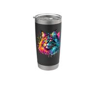 Dripping Paint Art Maine Coon American Longhair Vaso térmico de acero inoxidable de doble pared