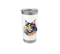 Dripping Paint Art Maine Coon American Longhair Vaso térmico de acero inoxidable de doble pared