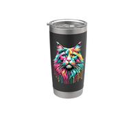 Dripping Paint Art Maine Coon American Longhair Vaso térmico de acero inoxidable de doble pared