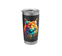 Dripping Paint Art Maine Coon American Longhair Vaso térmico de acero inoxidable de doble pared