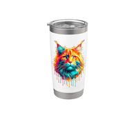 Dripping Paint Art Maine Coon American Longhair Vaso térmico de acero inoxidable de doble pared