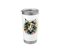 Dripping Paint Art Maine Coon American Longhair Vaso térmico de acero inoxidable de doble pared