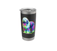 Dripping Paint Art Old English Sheepdog Vaso térmico de acero inoxidable de doble pared