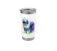 Dripping Paint Art Old English Sheepdog Vaso térmico de acero inoxidable de doble pared