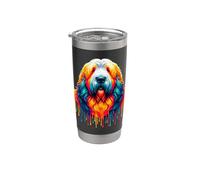 Dripping Paint Art Old English Sheepdog Vaso térmico de acero inoxidable de doble pared