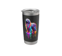 Dripping Paint Art Polish Lowland Sheepdog Vaso térmico de acero inoxidable de doble pared