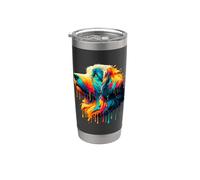 Dripping Paint Art Polish Lowland Sheepdog Vaso térmico de acero inoxidable de doble pared