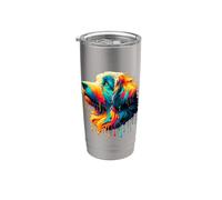 Dripping Paint Art Polish Lowland Sheepdog Vaso térmico de acero inoxidable de doble pared
