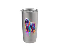 Dripping Paint Art Polish Lowland Sheepdog Vaso térmico de acero inoxidable de doble pared
