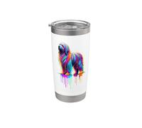 Dripping Paint Art Polish Lowland Sheepdog Vaso térmico de acero inoxidable de doble pared