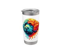 Dripping Paint Art Spanish Water Dog Vaso térmico de acero inoxidable de doble pared
