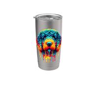 Dripping Paint Art Spanish Water Dog Vaso térmico de acero inoxidable de doble pared