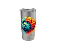 Dripping Paint Art Spanish Water Dog Vaso térmico de acero inoxidable de doble pared
