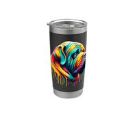 Dripping Paint Art Tibetan Mastiff Vaso térmico de acero inoxidable de doble pared