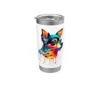 Dripping Paint Art Toy Fox Terrier American Toy Terriers Vaso térmico de acero inoxidable de doble pared