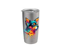 Dripping Paint Art Toy Fox Terrier American Toy Terriers Vaso térmico de acero inoxidable de doble pared
