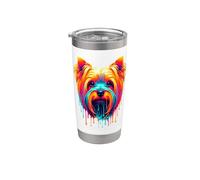 Dripping Paint Art Yorkshire Terrier Terriers Yorkie Vaso térmico de acero inoxidable de doble pared
