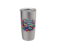 Dripping Paint Boombox Old School 80s Music Hip Hop Vaso térmico de acero inoxidable de doble pared