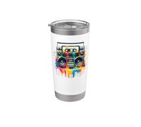 Dripping Paint Boombox Old School 80s Music Hip Hop Vaso térmico de acero inoxidable de doble pared