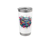Dripping Paint Boombox Old School 80s Music Hip Hop Vaso térmico de acero inoxidable de doble pared