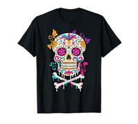 Dripping Sugar Skull Floral Ice Cream Style Día de los Muertos Camiseta