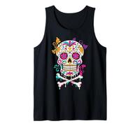 Dripping Sugar Skull Floral Ice Cream Style Día de los Muertos Camiseta sin Mangas