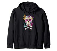 Dripping Sugar Skull Floral Ice Cream Style Día de los Muertos Sudadera con Capucha